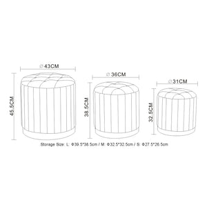 Worldwide Home Furnishings Lexi-3pc Storage Ottoman Set - Stylish Seating With Ample Storage For A Clutter-free Living Space Warm Grey,Black Fabric,Stainless Steel 402-173gy_Bk