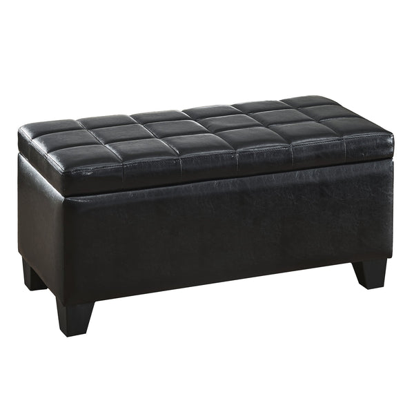 Worldwide Home Furnishings Winston-storage Ottoman - Stylish Multi-functional Piece With Durable Upholstery For Any Room Black Faux Leather 402-257bk