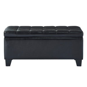 Worldwide Home Furnishings Winston-storage Ottoman - Stylish Multi-functional Piece With Durable Upholstery For Any Room Black Faux Leather 402-257bk