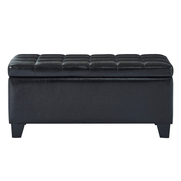 Worldwide Home Furnishings Winston-storage Ottoman - Stylish Multi-functional Piece With Durable Upholstery For Any Room Black Faux Leather 402-257bk