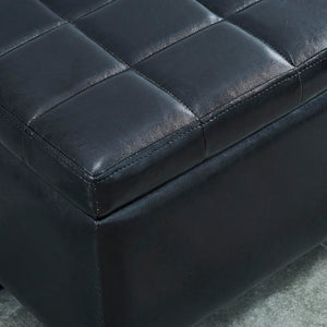 Worldwide Home Furnishings Winston-storage Ottoman - Stylish Multi-functional Piece With Durable Upholstery For Any Room Black Faux Leather 402-257bk