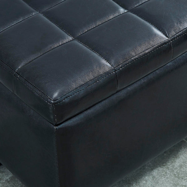 Worldwide Home Furnishings Winston-storage Ottoman - Stylish Multi-functional Piece With Durable Upholstery For Any Room Black Faux Leather 402-257bk