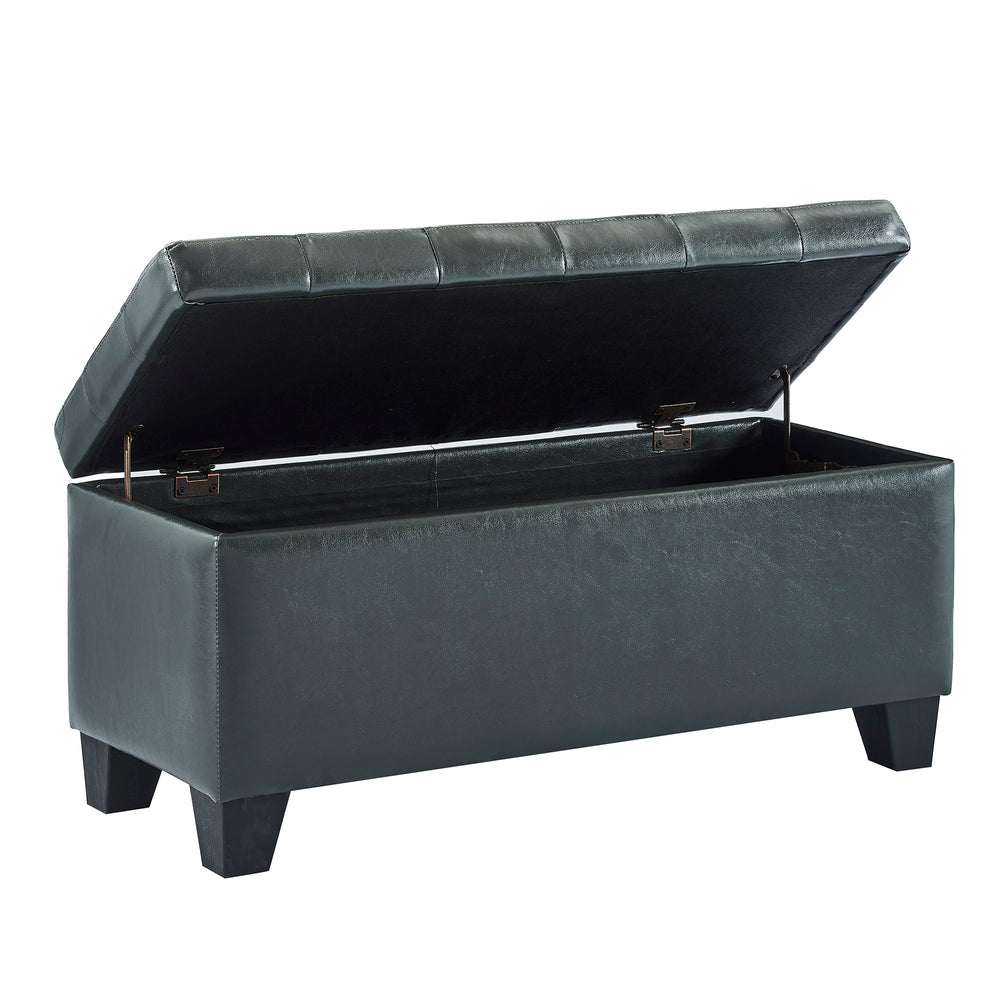 Worldwide Home Furnishings Winston-storage Ottoman - Stylish Multi-functional Piece With Durable Upholstery For Any Room Grey Faux Leather 402-257gy