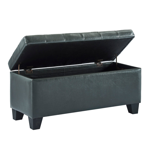 Worldwide Home Furnishings Winston-storage Ottoman - Stylish Multi-functional Piece With Durable Upholstery For Any Room Grey Faux Leather 402-257gy