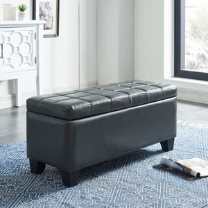Worldwide Home Furnishings Winston-storage Ottoman - Stylish Multi-functional Piece With Durable Upholstery For Any Room Grey Faux Leather 402-257gy