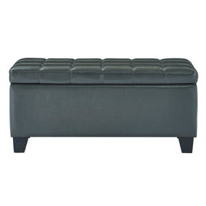 Worldwide Home Furnishings Winston-storage Ottoman - Stylish Multi-functional Piece With Durable Upholstery For Any Room Grey Faux Leather 402-257gy