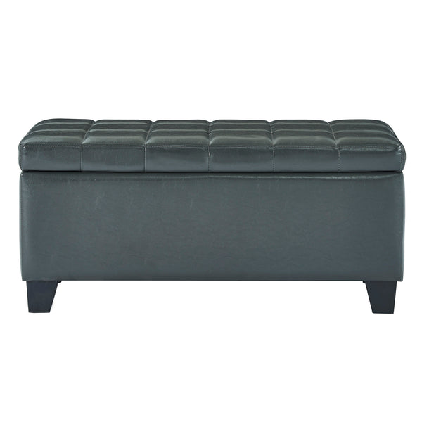 Worldwide Home Furnishings Winston-storage Ottoman - Stylish Multi-functional Piece With Durable Upholstery For Any Room Grey Faux Leather 402-257gy