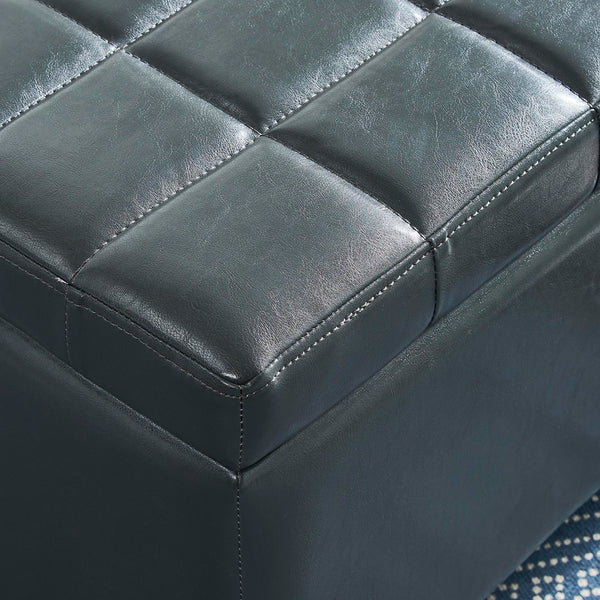 Worldwide Home Furnishings Winston-storage Ottoman - Stylish Multi-functional Piece With Durable Upholstery For Any Room Grey Faux Leather 402-257gy
