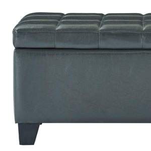 Worldwide Home Furnishings Winston-storage Ottoman - Stylish Multi-functional Piece With Durable Upholstery For Any Room Grey Faux Leather 402-257gy