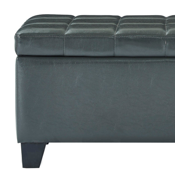 Worldwide Home Furnishings Winston-storage Ottoman - Stylish Multi-functional Piece With Durable Upholstery For Any Room Grey Faux Leather 402-257gy