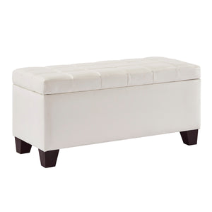 Worldwide Home Furnishings Winston-storage Ottoman - Stylish Multi-functional Piece With Durable Upholstery For Any Room White Faux Leather 402-257wt