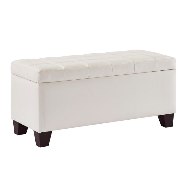 Worldwide Home Furnishings Winston-storage Ottoman - Stylish Multi-functional Piece With Durable Upholstery For Any Room White Faux Leather 402-257wt
