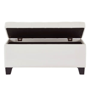 Worldwide Home Furnishings Winston-storage Ottoman - Stylish Multi-functional Piece With Durable Upholstery For Any Room White Faux Leather 402-257wt