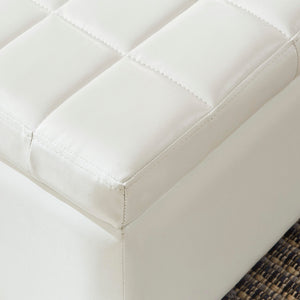Worldwide Home Furnishings Winston-storage Ottoman - Stylish Multi-functional Piece With Durable Upholstery For Any Room White Faux Leather 402-257wt