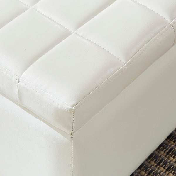 Worldwide Home Furnishings Winston-storage Ottoman - Stylish Multi-functional Piece With Durable Upholstery For Any Room White Faux Leather 402-257wt