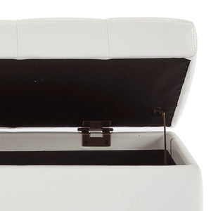 Worldwide Home Furnishings Winston-storage Ottoman - Stylish Multi-functional Piece With Durable Upholstery For Any Room White Faux Leather 402-257wt