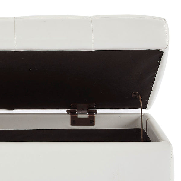 Worldwide Home Furnishings Winston-storage Ottoman - Stylish Multi-functional Piece With Durable Upholstery For Any Room White Faux Leather 402-257wt