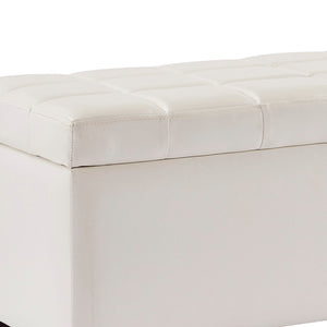 Worldwide Home Furnishings Winston-storage Ottoman - Stylish Multi-functional Piece With Durable Upholstery For Any Room White Faux Leather 402-257wt