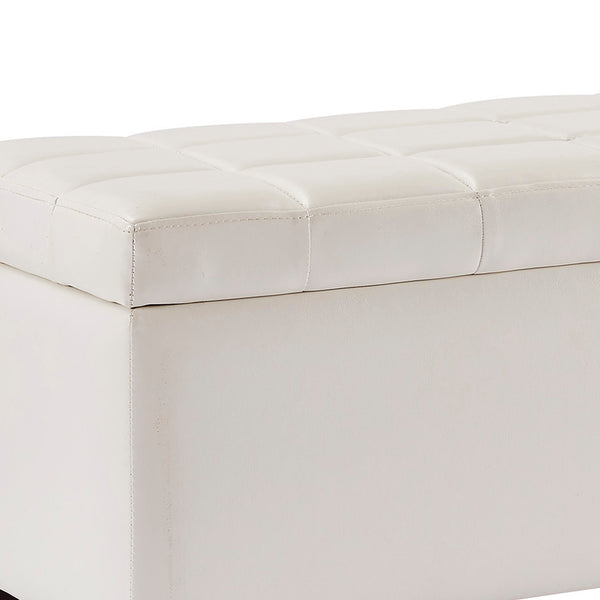 Worldwide Home Furnishings Winston-storage Ottoman - Stylish Multi-functional Piece With Durable Upholstery For Any Room White Faux Leather 402-257wt