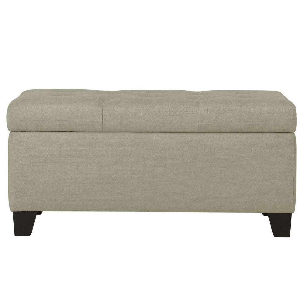 Worldwide Home Furnishings Harper-storage Ottoman - Stylish Button-tufted Design With Deep Storage And Safety-stop Hinges Beige Fabric 402-503bg