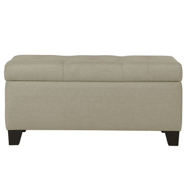 Worldwide Home Furnishings Harper-storage Ottoman - Stylish Button-tufted Design With Deep Storage And Safety-stop Hinges Beige Fabric 402-503bg