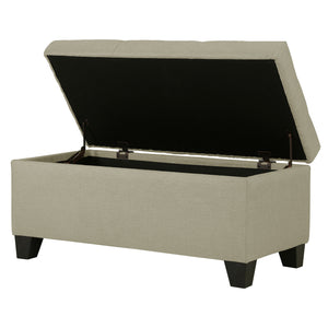 Worldwide Home Furnishings Harper-storage Ottoman - Stylish Button-tufted Design With Deep Storage And Safety-stop Hinges Beige Fabric 402-503bg