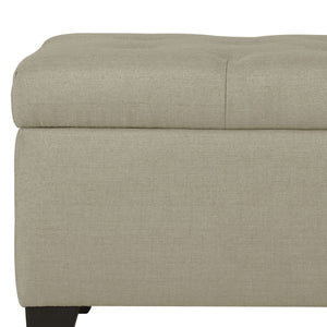 Worldwide Home Furnishings Harper-storage Ottoman - Stylish Button-tufted Design With Deep Storage And Safety-stop Hinges Beige Fabric 402-503bg