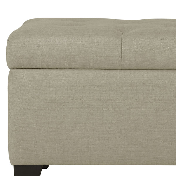 Worldwide Home Furnishings Harper-storage Ottoman - Stylish Button-tufted Design With Deep Storage And Safety-stop Hinges Beige Fabric 402-503bg