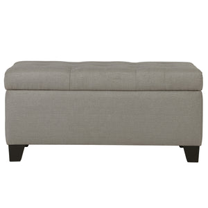 Worldwide Home Furnishings Harper-storage Ottoman - Stylish Button-tufted Design With Deep Storage And Safety-stop Hinges Light Grey Fabric 402-503lg