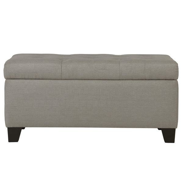 Worldwide Home Furnishings Harper-storage Ottoman - Stylish Button-tufted Design With Deep Storage And Safety-stop Hinges Light Grey Fabric 402-503lg