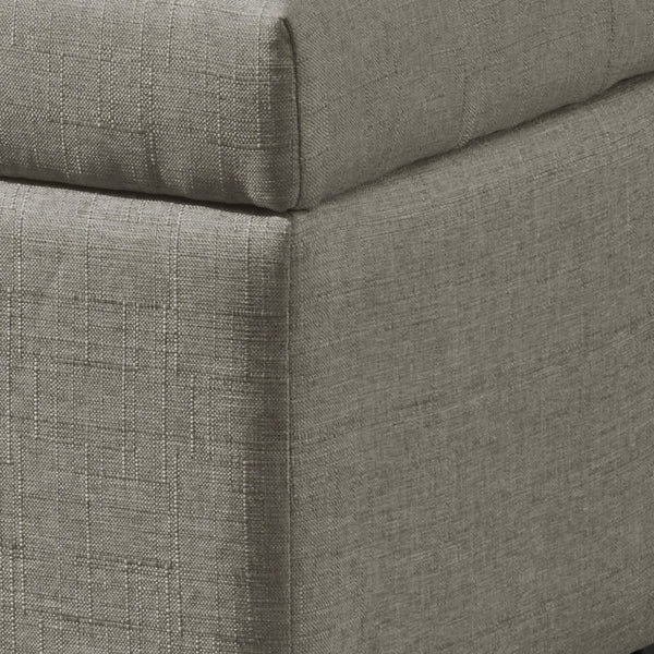 Worldwide Home Furnishings Harper-storage Ottoman - Stylish Button-tufted Design With Deep Storage And Safety-stop Hinges Light Grey Fabric 402-503lg