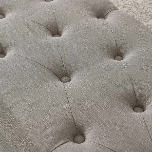 Worldwide Home Furnishings Harper-storage Ottoman - Stylish Button-tufted Design With Deep Storage And Safety-stop Hinges Light Grey Fabric 402-503lg