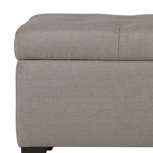 Worldwide Home Furnishings Harper-storage Ottoman - Stylish Button-tufted Design With Deep Storage And Safety-stop Hinges Light Grey Fabric 402-503lg