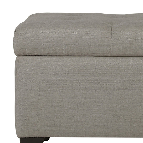 Worldwide Home Furnishings Harper-storage Ottoman - Stylish Button-tufted Design With Deep Storage And Safety-stop Hinges Light Grey Fabric 402-503lg