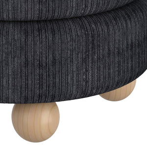 Worldwide Home Furnishings Willo-round Modern Ottoman – Plush Fabric, Elegant Accent, Versatile Seating And Chic Decorative Piece Black Fabric 402-523blk
