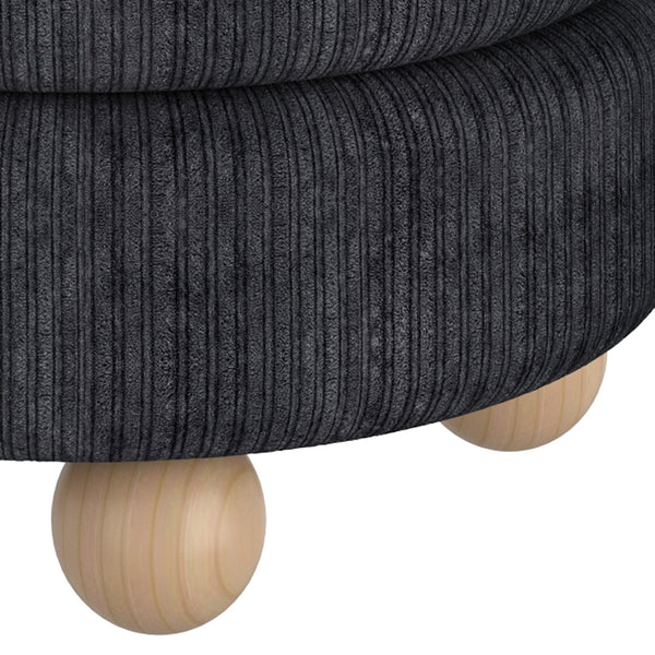 Worldwide Home Furnishings Willo-round Modern Ottoman – Plush Fabric, Elegant Accent, Versatile Seating And Chic Decorative Piece Black Fabric 402-523blk