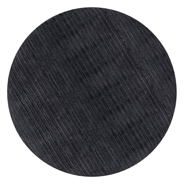 Worldwide Home Furnishings Willo-round Modern Ottoman – Plush Fabric, Elegant Accent, Versatile Seating And Chic Decorative Piece Black Fabric 402-523blk