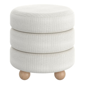 Worldwide Home Furnishings Willo-round Modern Ottoman – Plush Fabric, Elegant Accent, Versatile Seating And Chic Decorative Piece Ivory Fabric 402-523iv