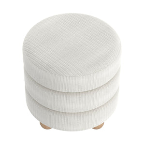 Worldwide Home Furnishings Willo-round Modern Ottoman – Plush Fabric, Elegant Accent, Versatile Seating And Chic Decorative Piece Ivory Fabric 402-523iv