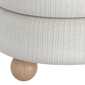 Worldwide Home Furnishings Willo-round Modern Ottoman – Plush Fabric, Elegant Accent, Versatile Seating And Chic Decorative Piece Ivory Fabric 402-523iv