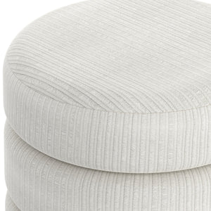 Worldwide Home Furnishings Willo-round Modern Ottoman – Plush Fabric, Elegant Accent, Versatile Seating And Chic Decorative Piece Ivory Fabric 402-523iv
