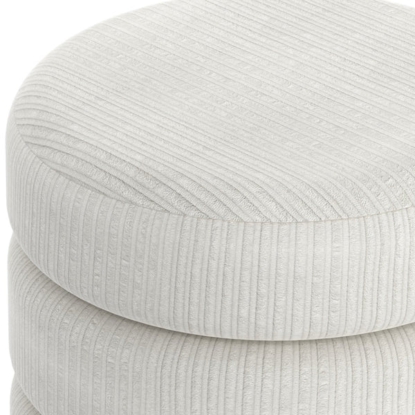 Worldwide Home Furnishings Willo-round Modern Ottoman – Plush Fabric, Elegant Accent, Versatile Seating And Chic Decorative Piece Ivory Fabric 402-523iv