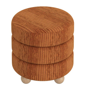 Worldwide Home Furnishings Willo-round Modern Ottoman – Plush Fabric, Elegant Accent, Versatile Seating And Chic Decorative Piece Rust Brown Fabric 402-523rbn