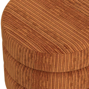 Worldwide Home Furnishings Willo-round Modern Ottoman – Plush Fabric, Elegant Accent, Versatile Seating And Chic Decorative Piece Rust Brown Fabric 402-523rbn
