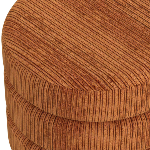 Worldwide Home Furnishings Willo-round Modern Ottoman – Plush Fabric, Elegant Accent, Versatile Seating And Chic Decorative Piece Rust Brown Fabric 402-523rbn