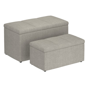 Worldwide Home Furnishings Levi-2pc Stylish Storage Ottoman Set - Versatile Nesting Design For Seamless Home Organization Light Grey Fabric 402-611lg