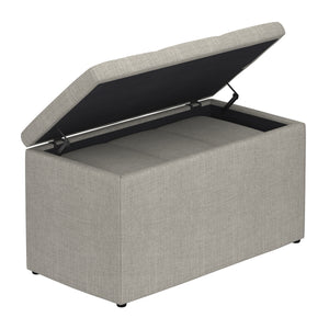 Worldwide Home Furnishings Levi-2pc Stylish Storage Ottoman Set - Versatile Nesting Design For Seamless Home Organization Light Grey Fabric 402-611lg