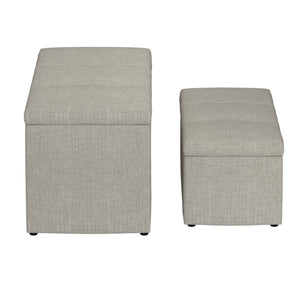 Worldwide Home Furnishings Levi-2pc Stylish Storage Ottoman Set - Versatile Nesting Design For Seamless Home Organization Light Grey Fabric 402-611lg