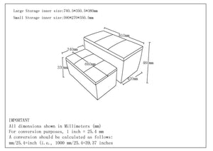 Worldwide Home Furnishings Levi-2pc Stylish Storage Ottoman Set - Versatile Nesting Design For Seamless Home Organization Light Grey Fabric 402-611lg