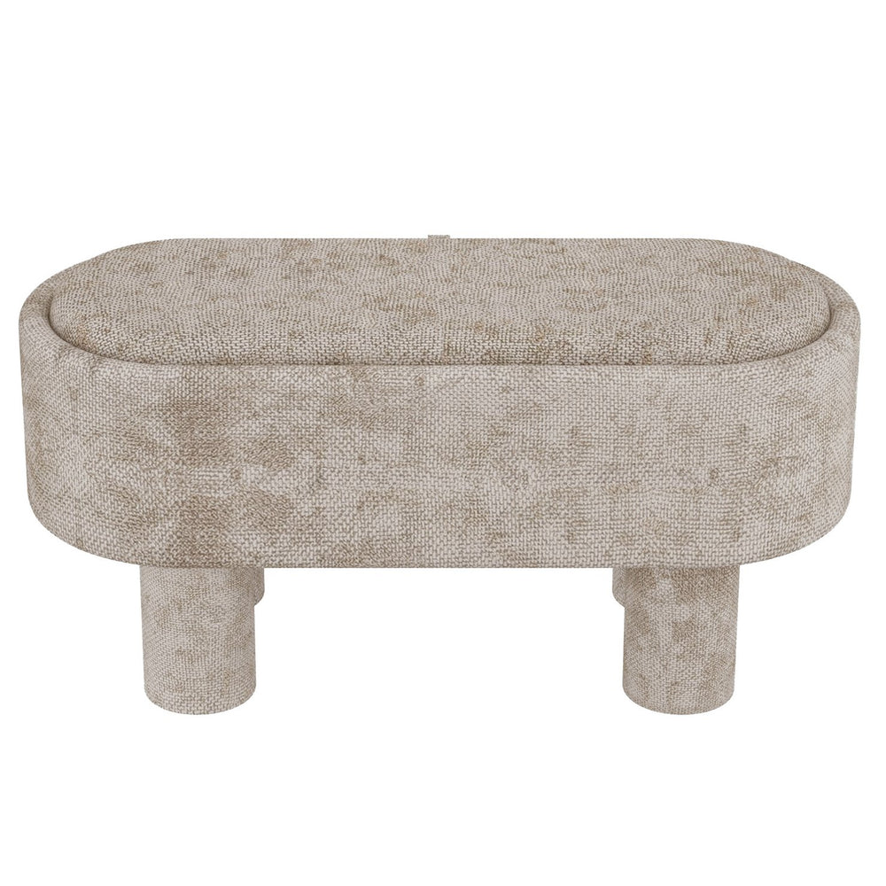 Worldwide Home Furnishings Sezron-storage Stylish Ottoman Bench With Hidden Storage For Clutter-free Living And Cozy Seating Beige Fabric 402-642beg